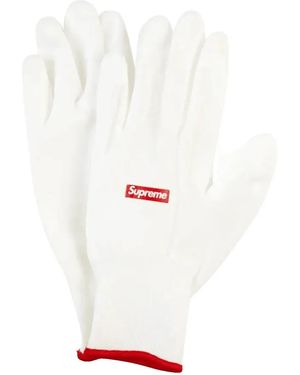 Supreme Logo Gloves - White