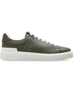 Balmain B-Court Logo-Detail Leather Trainers - Green