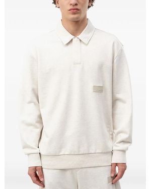 BOSS Logo-Patch Polo-Collar Jumper - White
