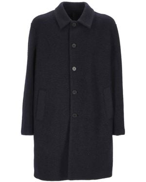 Harris Wharf London Bouclé-Texture Single-Breasted Coat - Blue