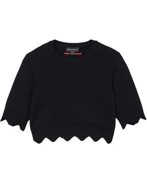 Marc Jacobs Scallop Daisy Crop Jumper - Black