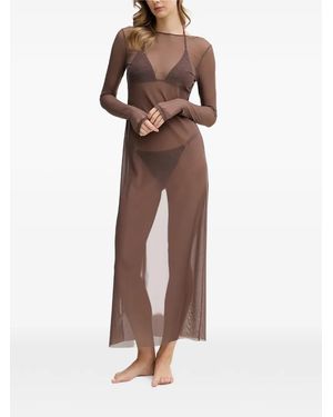 Bondeye Gisele Long-Sleeved Midi Dress - Brown