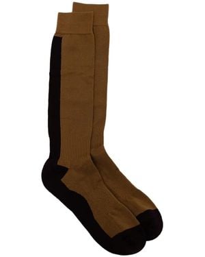 ZEGNA Logo-Print Colour-Block Socks - Brown