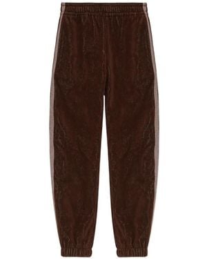Versace Pantalon En Coton À Bande Latérale - Brown