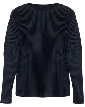 Issey Miyake Geplooide Top - Blauw