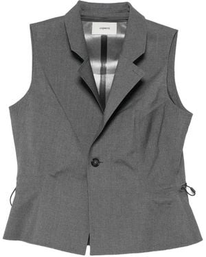 Coperni Drawstring-Waist Buttoned Gilet - Gray