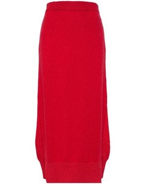Barrie High-Waisted Knit Skirt - Red