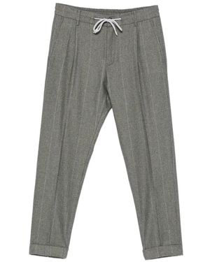 Eleventy Pinstripe Drawstring-Waist Pants - Gray