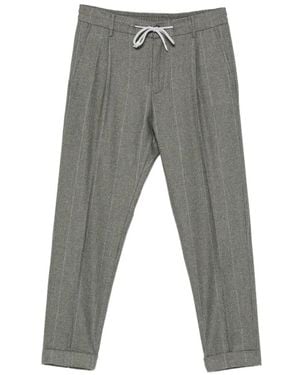 Eleventy Pinstripe Drawstring-Waist Pants - Gray