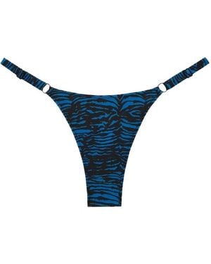 Tropic of C Solana Zebra-Print Bikini Bottoms - Blue