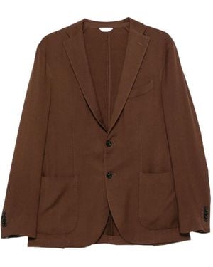 Boglioli Single-Breasted Notched-Lapels Blazer - Brown