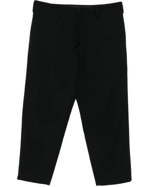 Yohji Yamamoto Drawstring-Waist Wool Trousers - Black
