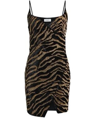 Balmain Fluwelen Jurk Met Geborduurde Tijger - Meerkleurig