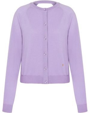 Moschino Cut-Out Virgin Wool Cardigan - Purple