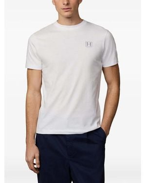 Hackett Camiseta De Algodón Con Logo Estampado - Blanco