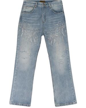 BIRTH OF ROYAL CHILD Beaded-Fireworks Jeans - Blue