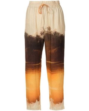 Lenny Niemeyer Landscape-Print Cropped Trousers - Natural