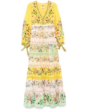 FARM Rio Long-Sleeve Maxi Dress - Yellow