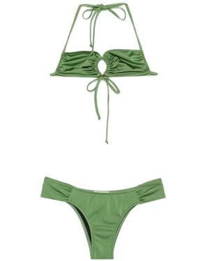 Anjuna Bikini Fruncido Con Detalle De Anilla - Verde
