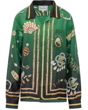 CASABLANCA La Boîte A Bijoux Silk Shirt - Green