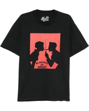 Melt Cotton Printed T-Shirt - Black