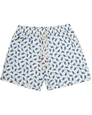 MC2 Saint Barth Gecko-Print Drawstring Swim Shorts - White