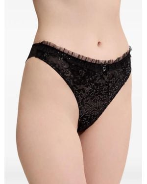 ARMANI EXCHANGE Pailletten-Slip Mit Spitzenbesatz - Schwarz