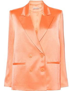 Alice + Olivia Santos Double-Breasted Satin Blazer - Orange