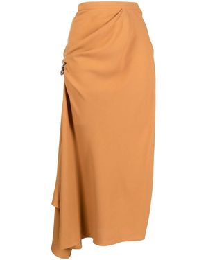 Kiko Kostadinov High-Waisted Ruched Midi Skirt - Orange