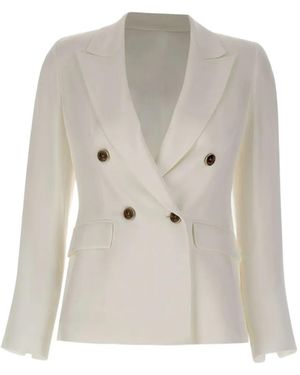 Marella Charme Double-Breasted Blazer - White