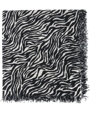 Isabel Marant Zebra-Print Frayed Scarf - Noir