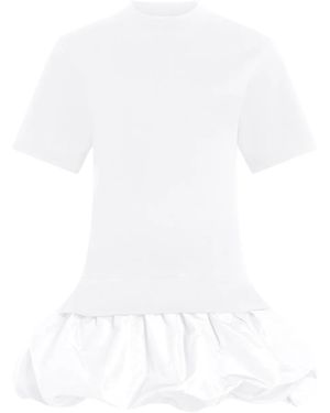 Patou Mix Faille T-Shirt Dress - White