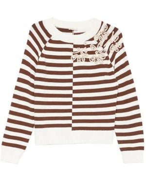 Liu Jo Striped Embellished Sweater - White