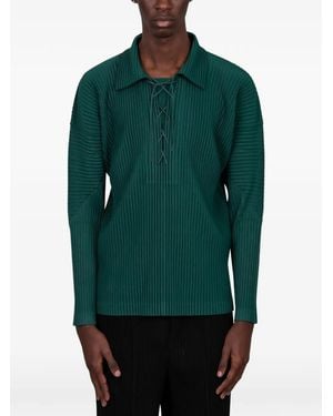 Homme Plissé Issey Miyake Lace-Up Pleated Shirt - Green