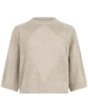 Peserico Sequined Argyle-Knit Jumper - Natural