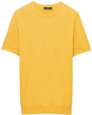 Prada Short-Sleeve Cotton Sweater - Yellow
