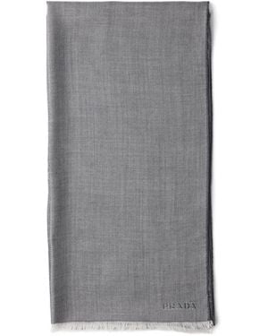 Prada Cashmere, Wool And Silk Scarf - Gray