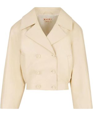 Marni Double-Breasted Jacket - Natural