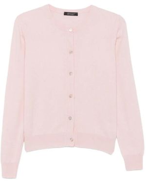 Aragona Cardigan Con Bordo A Coste - Rosa
