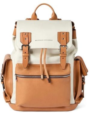 Brunello Cucinelli Rucksack Aus Gekörntem Leder - Natur