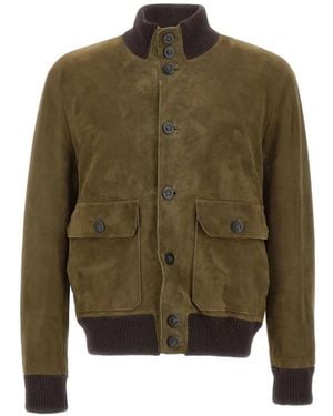 Volfagli San Severo Buccio Suede Bomber Jacket - Green