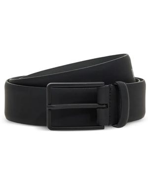 BOGGI Rubberised Leather Belt With Logo - Black