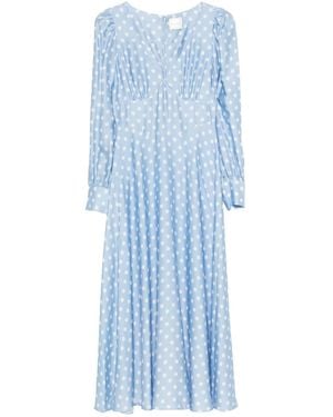 Posse Tillie Polka-Dot V-Neck Maxi Dress - Blue