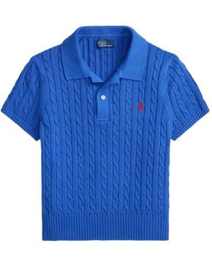 Polo Ralph Lauren Cable-Knit Polo Shirt - Blue