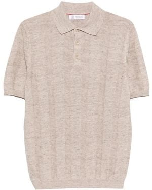 Brunello Cucinelli Linen And Cotton Blend Polo Shirt - White