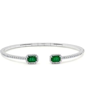 Jewels Aficionado 18Kt Diamond And Emerald Cuff - Metallic