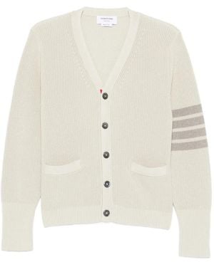 Thom Browne 4-Bar Stripe Pockets Cardigan - White