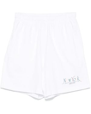 Sporty & Rich Elastic-Waistband Logo Shorts - White