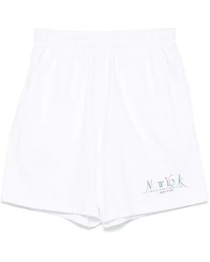 Sporty & Rich Elastic-Waistband Logo Shorts - White