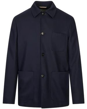 Canali Patch-Pocket Shirt Jacket - Blue